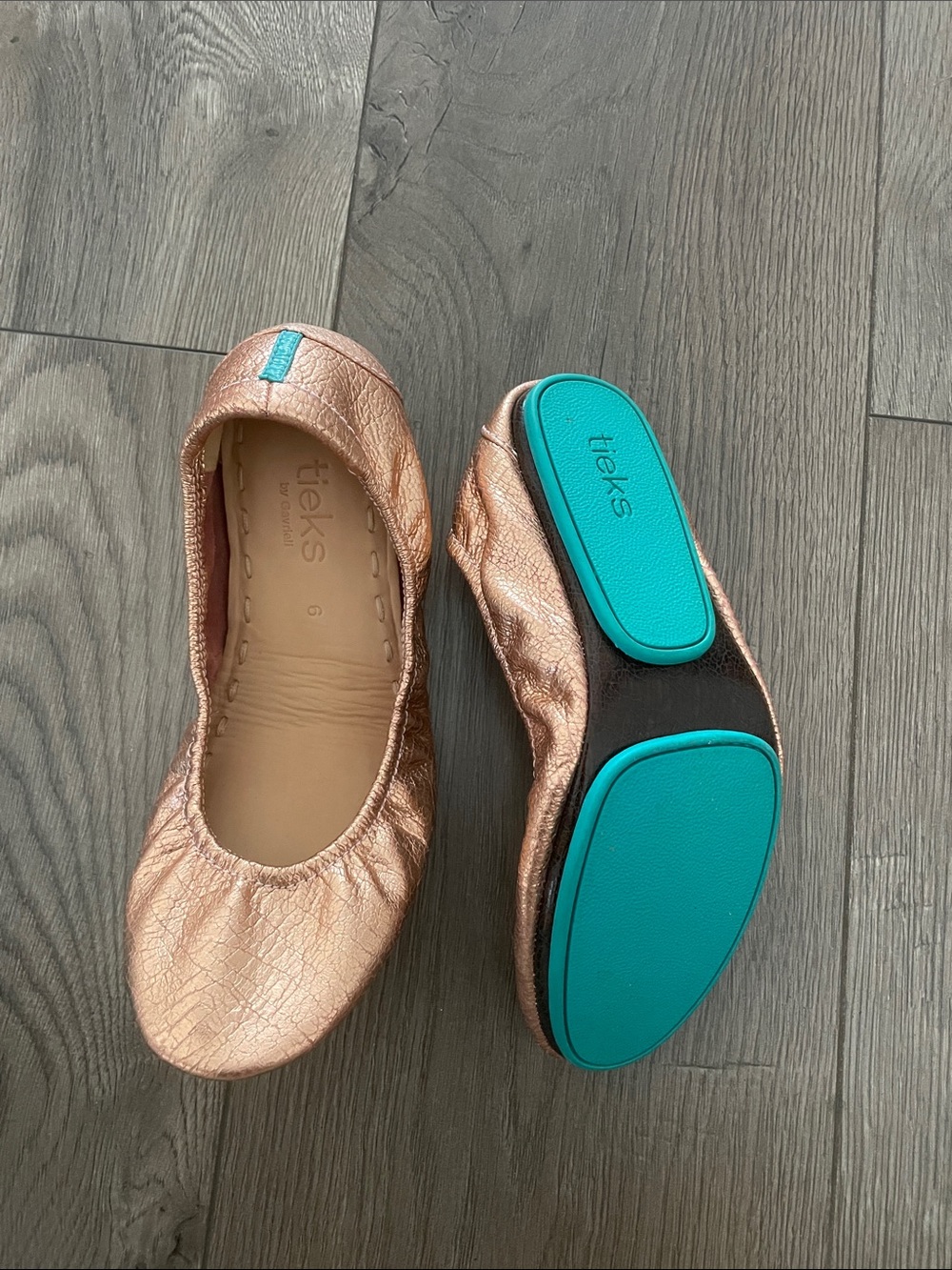 Tieks Rose Gold Leather Ballet Flats Sz:6 - Picture 5 of 7